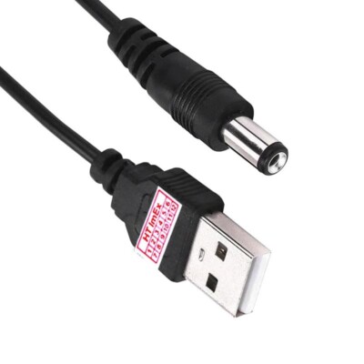 USB power cable to DC barrel connector plug 5.5 x 2.1mm charging cable 0.8M