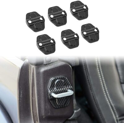 6PCS Carbon Fiber Door Lock Cover Protection Trim for 2018+ Jeep Wrangler JL JT