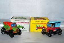 Rare Vintage "MIGHTY MIDGET" T.P.S. Japan Lever Action Shackman NY Tin 2 Cars