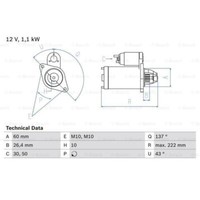 Bosch Anlasser Starter 1.1Kw FüR Mercedes-Benz E-Klasse Vito Bus 0 986 021 800