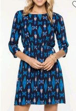 Everly Maebella Blue Ikat Print Dress NWT Size S
