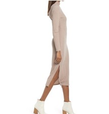 Floret Studios NWOT Tan Sweater Dress Mock Neck Midi Size Medium