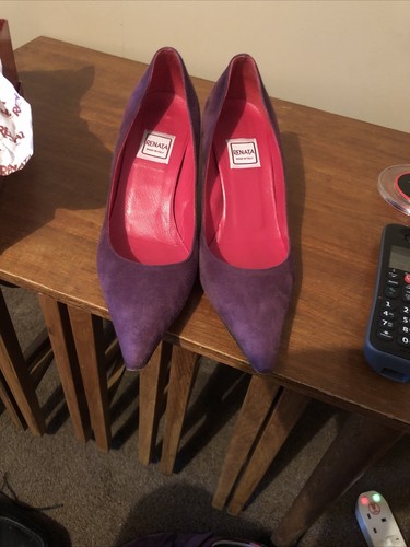 Ladies Renata suede mauve/plum ladies heeled shoes size 5 with box £215