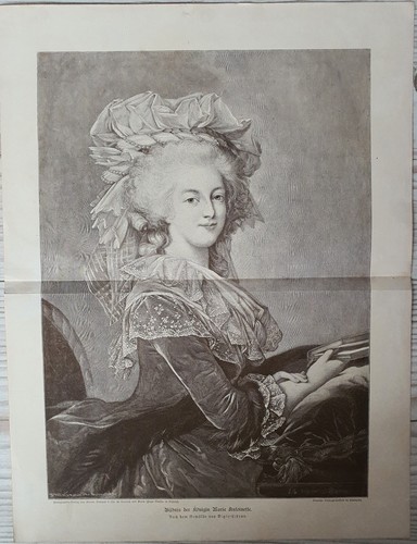Lithograph Queen Marie Antuanette 1886 Picture Engraving Art Print Antique