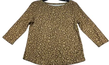 Charter Club Blouse Womens size Medium Tan Cheetah Print Supima Cotton New