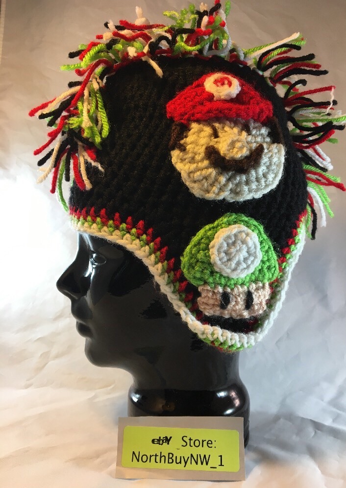 Crochet Hat Pattern Mario Beanie Handmade Nintendo Super Mario