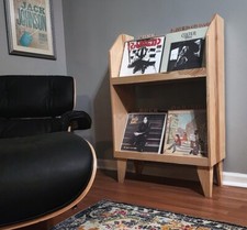 Handmade Two Tier Hardwood Vinyl Record Storage Cabinet