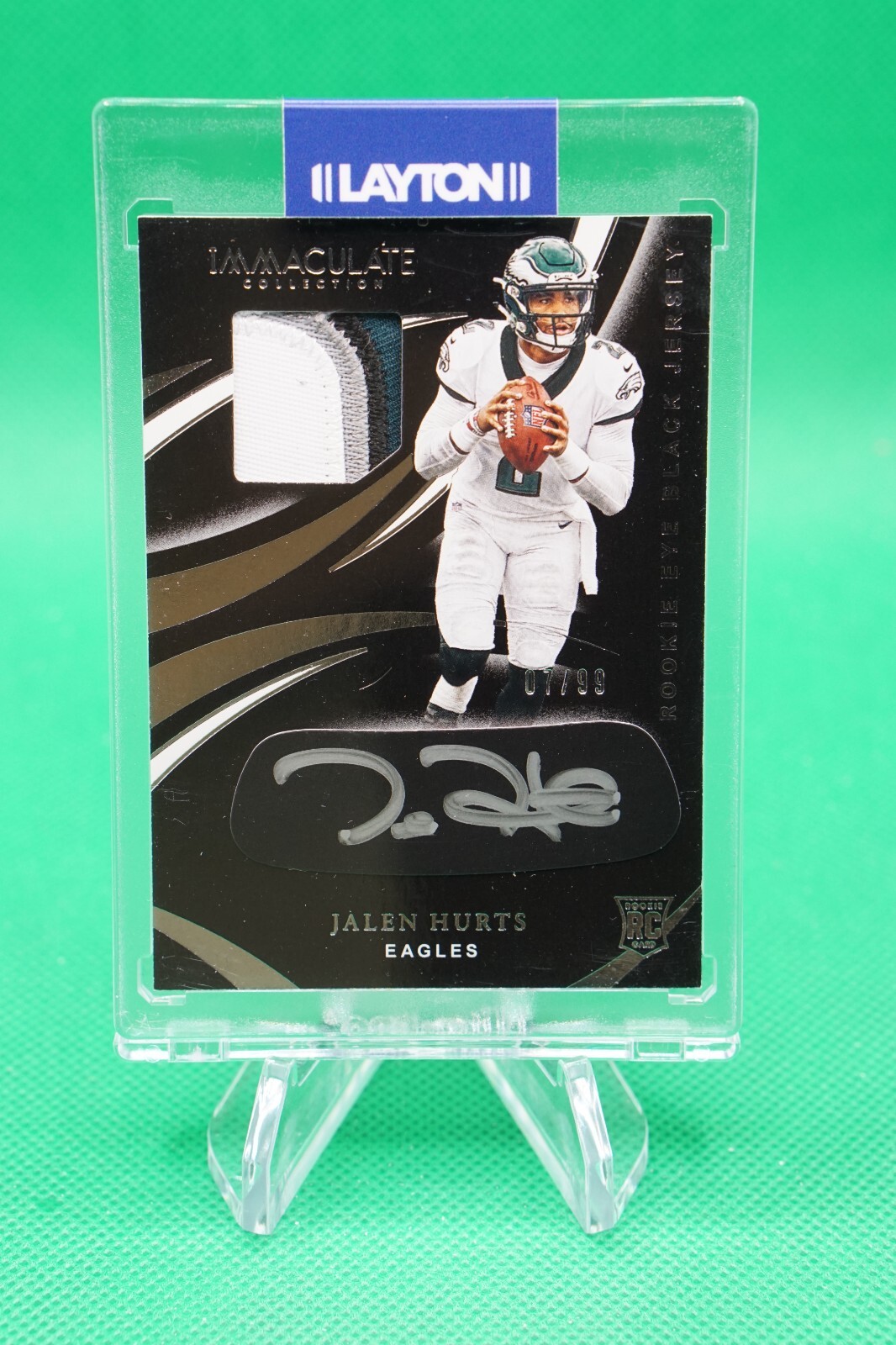 2020 Immaculate Immaculate Rookie Eye Black Jersey 7/99 Jalen Hurts RPA R6220J