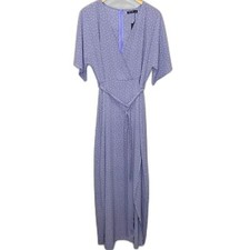 Womens Faux Wrap Maxi Dress Women 12 Lilac Polka Dot Cottagecore Fairy Feminine