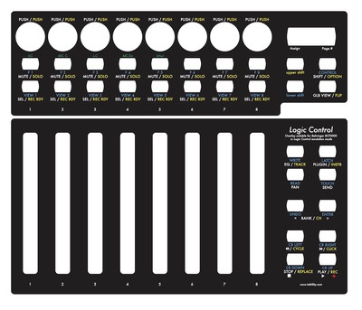 Overlay (schwarz) für Behringer BCF2000 in Logic Control emulation mode