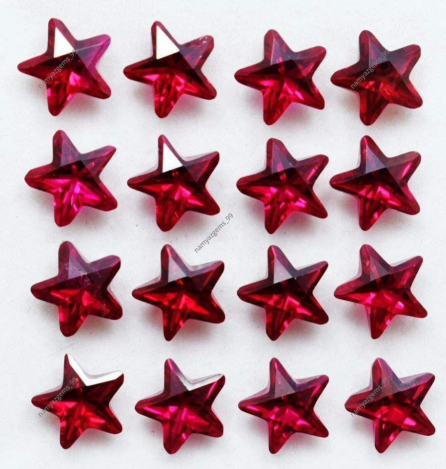 7 MM  16 Pcs Natural Red Ruby Star Cut Certified Loose Gemstone Lot - Image 3 of 4