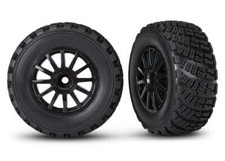 Traxxas 7473T Tires wheels assembled glued black wheels gravel pattern tires