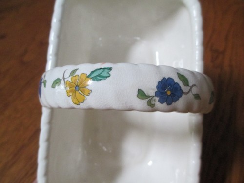 ELIZABETH ARDEN PORCELANA CHINA TEJIDO PATRÓN FLORAL GRPNG CESTA CON MANGO MIJ - Imagen 4 de 8