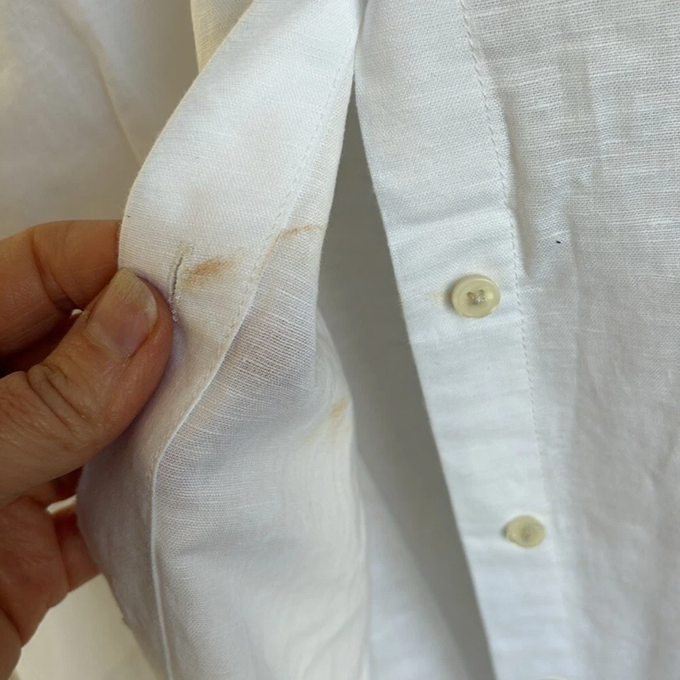 Camisa de playa J Crew de lino para mujer XS blanca Foto 4 de 4