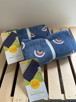 Sun Squad Travel-size Beach Towel Rainbow Stripe 2 Pack