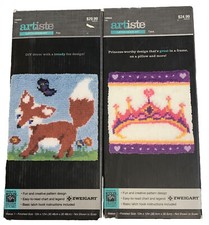 Artiste Latch Hook Kit with Zweigart TIARA PRINCESS  FOX 12x12 Finished Size