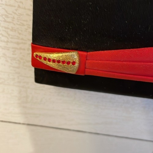 Black and red retro 80's or 90's vintage women's purse with magnetic clasp party - Picture 2 of 9