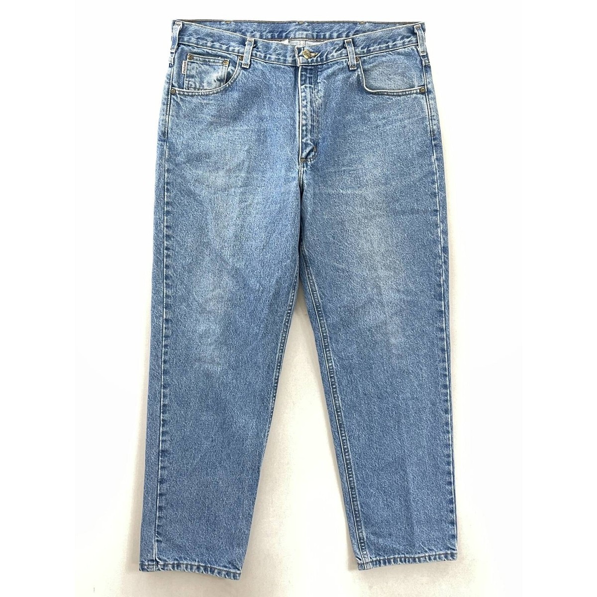 Carhartt Mens B17 STW Tapered Leg Jeans Blue 5 Pocket Relaxed Fit 