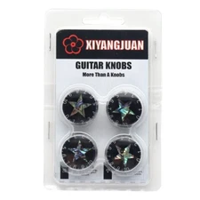 4Pc Guitar Knobs Push-in Volume Amplifier Audio Control Knobs Black Abalone Star