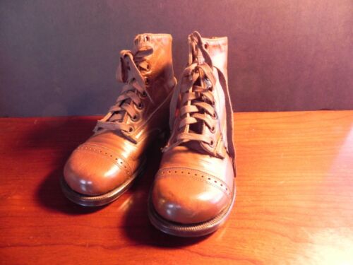 Antique Child's Shoes 1926 Brown Leather Lace Up - Picture 1 of 5
