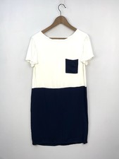 Shift Dress Size S (UK10) Great Plains London Cream & Navy Keyhole Back