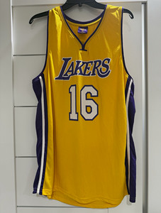 Los Angeles Lakers Pau Gasol #16 Basketball Jersey Yellow/Purple NBA