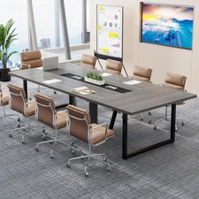 8ft Conference Table for 10 People Modern Large Meeting Podcast Table for Office