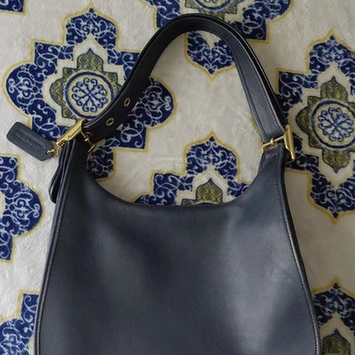 Navy Blue Leather Coach Purse for sale - eBay