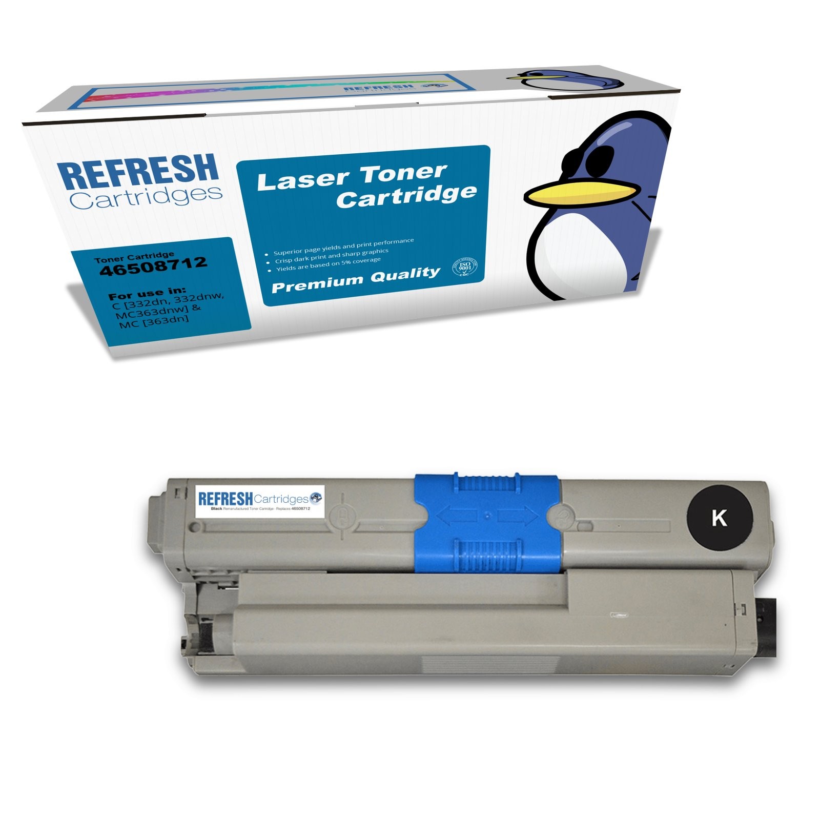 Refresh Cartridges Black 46508712 Toner Compatible With OKI Printers