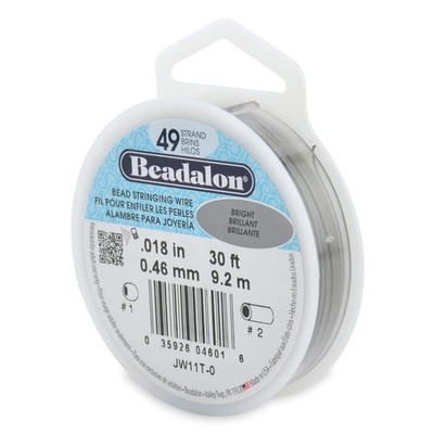 49 Strand Stainless Steel Bead Stringing Wire .018 In / 0.46 Mm Bright 30 Ft / 9