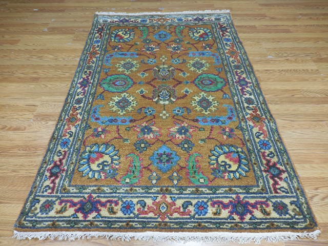 Turkish Oushak Rug,Geometric Multicolored Area Rug,Handmade Bohemian Rug 4x6