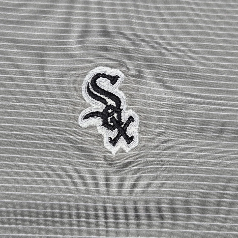 Camisa polo de béisbol Johnnie O Chicago White Sox para hombre grande gris a rayas MLB Foto 4 de 4