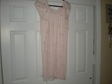 Miss Elaine Pink Floral Print Nylon Nightgown - Size Large