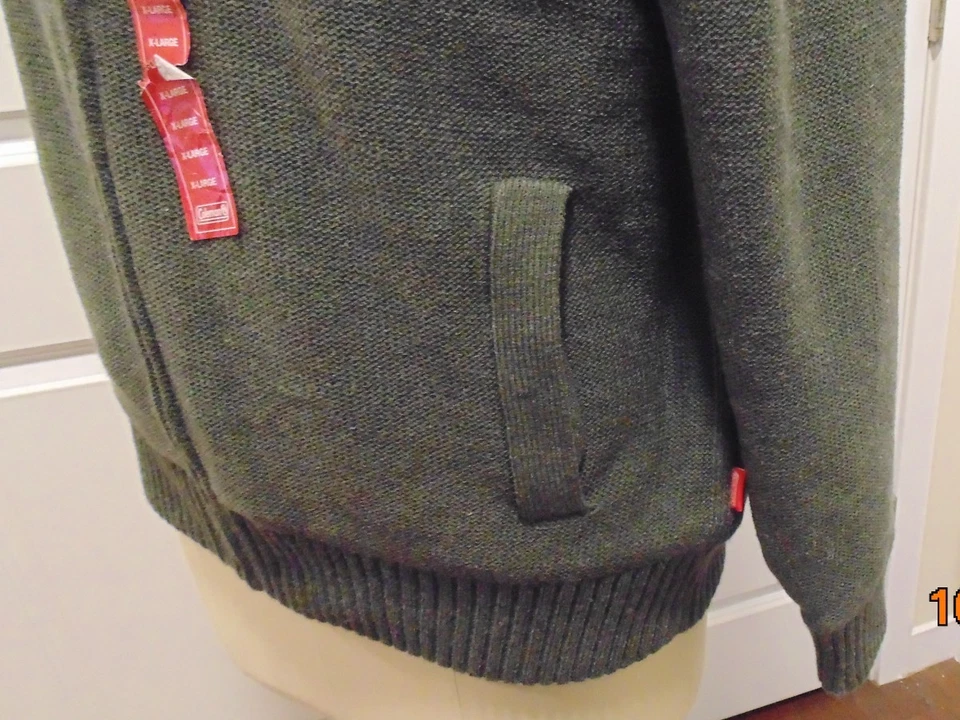Chaqueta Suéter Coleman Gris Oscuro Cremallera Completa Forrada Sherpa Hombres Talla XL Foto 3 de 4