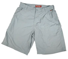 Simms Fishing Cargo Shorts Blue Khaki Mens M Nylon Adjustable Pocket Outdoors