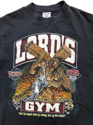 Vintage 90 s Lords s Gym No Sweat Mens T-Shirt Size Large Faded Grail Christ Gym
