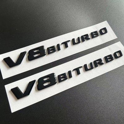 2 x 3D V8 Biturbo Schwarz GLANZ Schriftzug Emblem E63 CL63 CLS63 G63 ML63