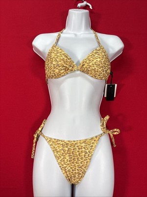 NWT Kendall + Kylie Women's Triangle Top Cheeky Bottom Leopard Sz Medium A275
