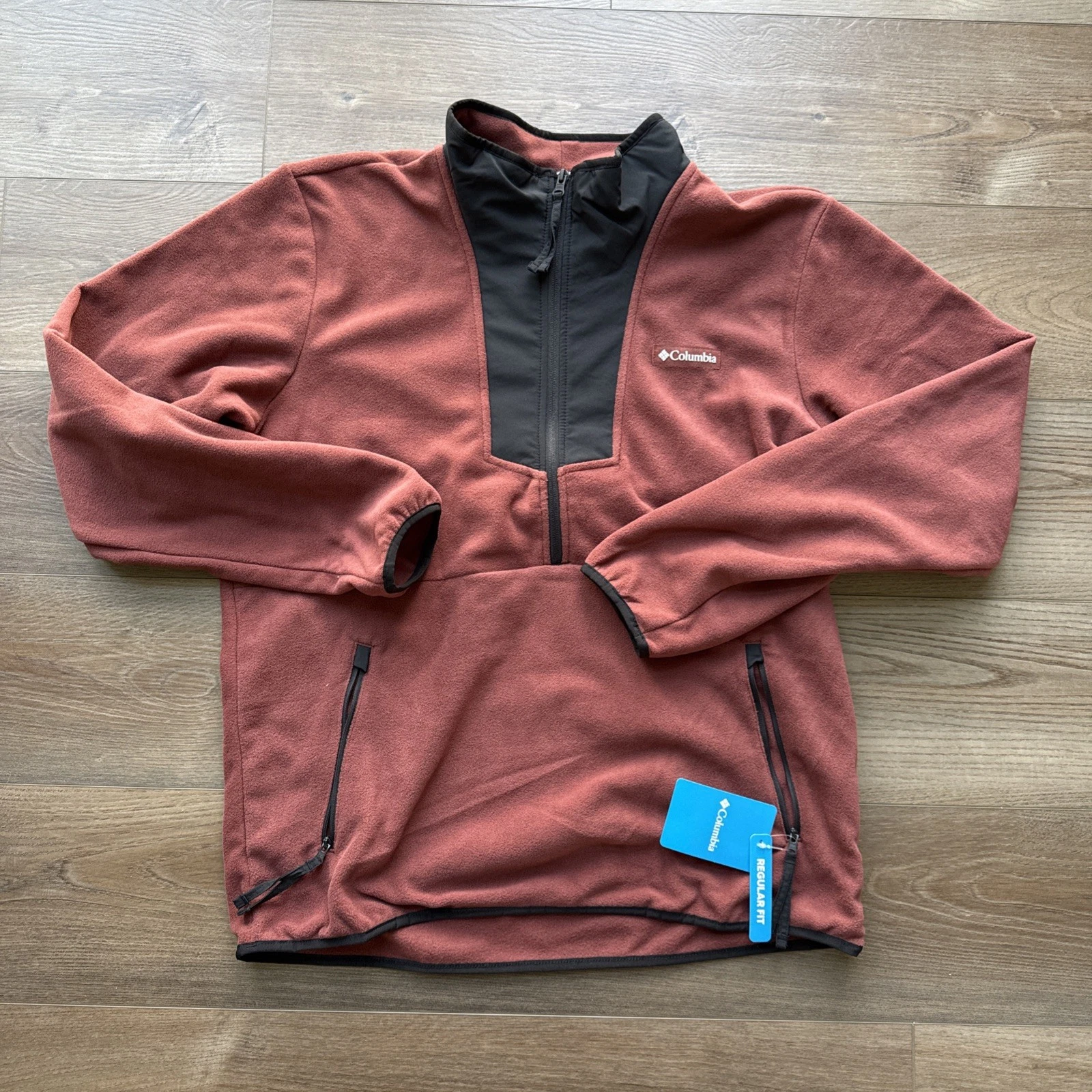 Men’s Size Medium Columbia Sequoia Grove Half Zip Fleece Red