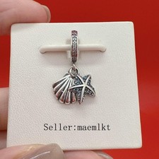 925 Sterling Silver Starfish  Sea Shell Dangle Charm 792076czf