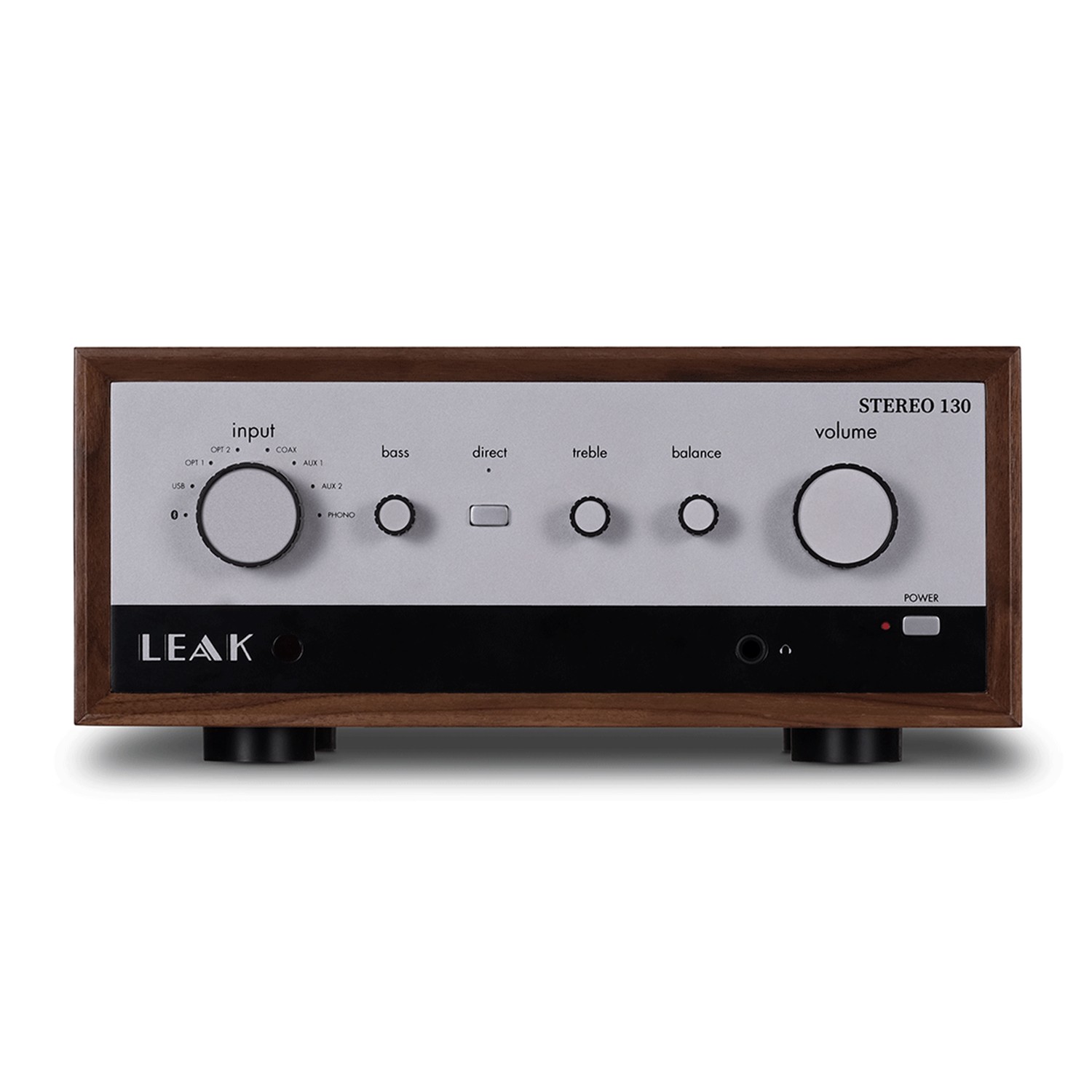 LEAK Stereo 130 Integrated Amplifier Bluetooth Optical Coax USB Walnut OPEN BOX