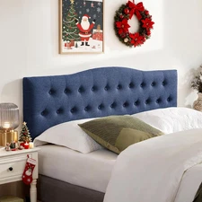 Tufted Upholstered Headboard Queen Size, Sturdy & Durable Solid Wood Bed Headboa