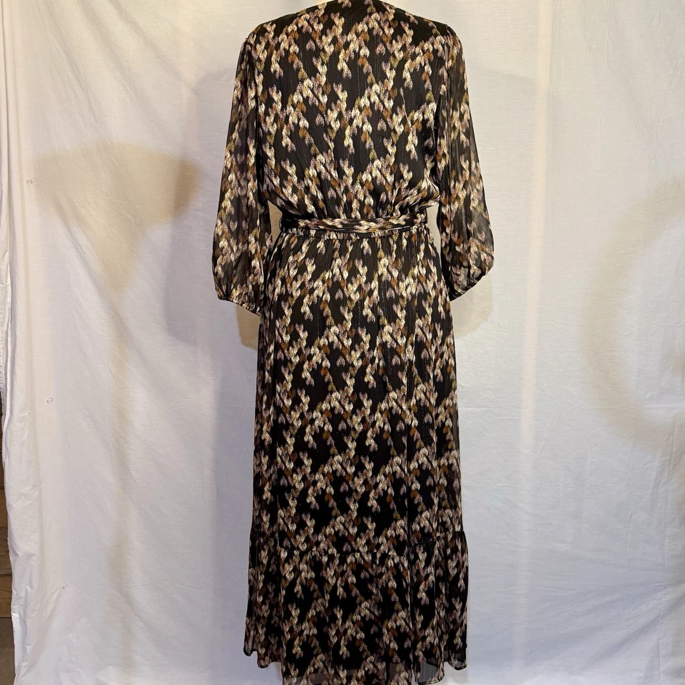 Vestido Lauren Conrad Colores Otoño Brillante Manga Larga Corbata Cinturón L Foto 2 de 4