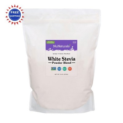 White Stevia Powder Blend 5 lb NuNaturals Plant-Based Sugar Substitute Zero