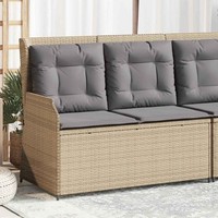 Gartenbank Verstellbar Mit Kissen Beige Poly Rattan