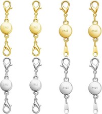 Magnetic Necklace Clasps, 925 Silver Jewelry Closures, 8pcs golden silvery A