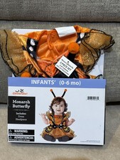 NEW, Way To Celebrate "MONARCH BUTTERFLY" INFANT Halloween Costume Sz 0-6 MO.