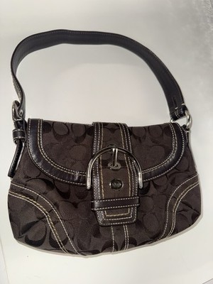 Vintage Coach Soho Mini Flap Bag Chocolate Brown Signature Canvas