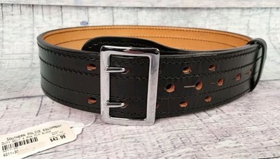 Dutyman Leather Belt with Silver Buckle Dutyman 1611T Black Belt Full Grain Leather Silver Tone  main image 4