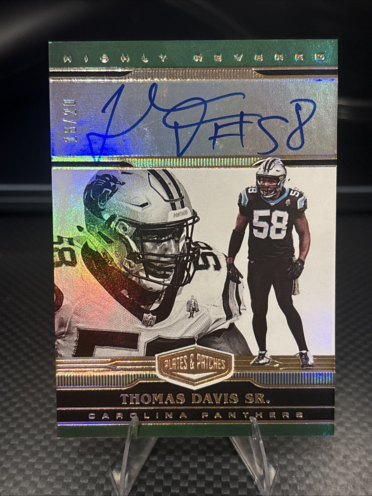 2020 Plates & Patches - Highly Revered Autographs Thomas Davis #HR-TD Green /20
